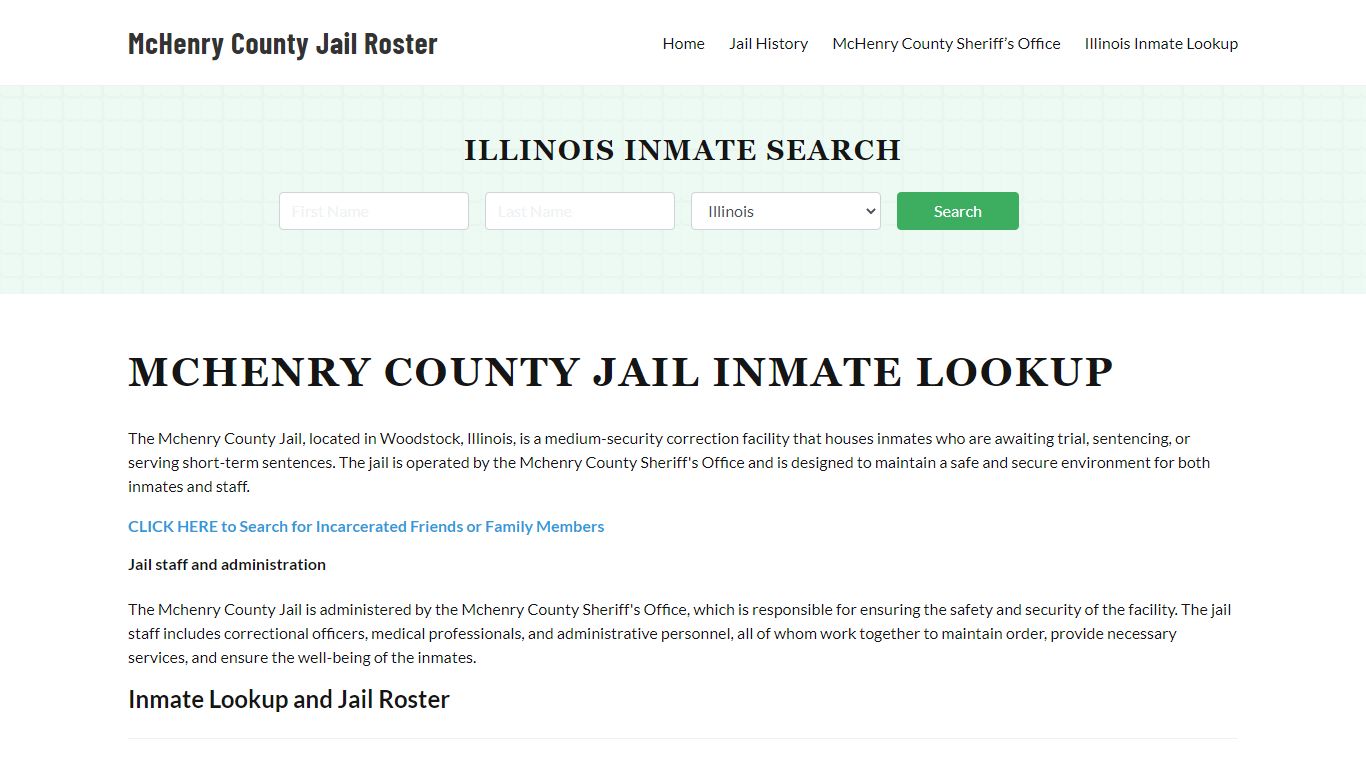 McHenry County Jail Roster Lookup, IL, Inmate Search