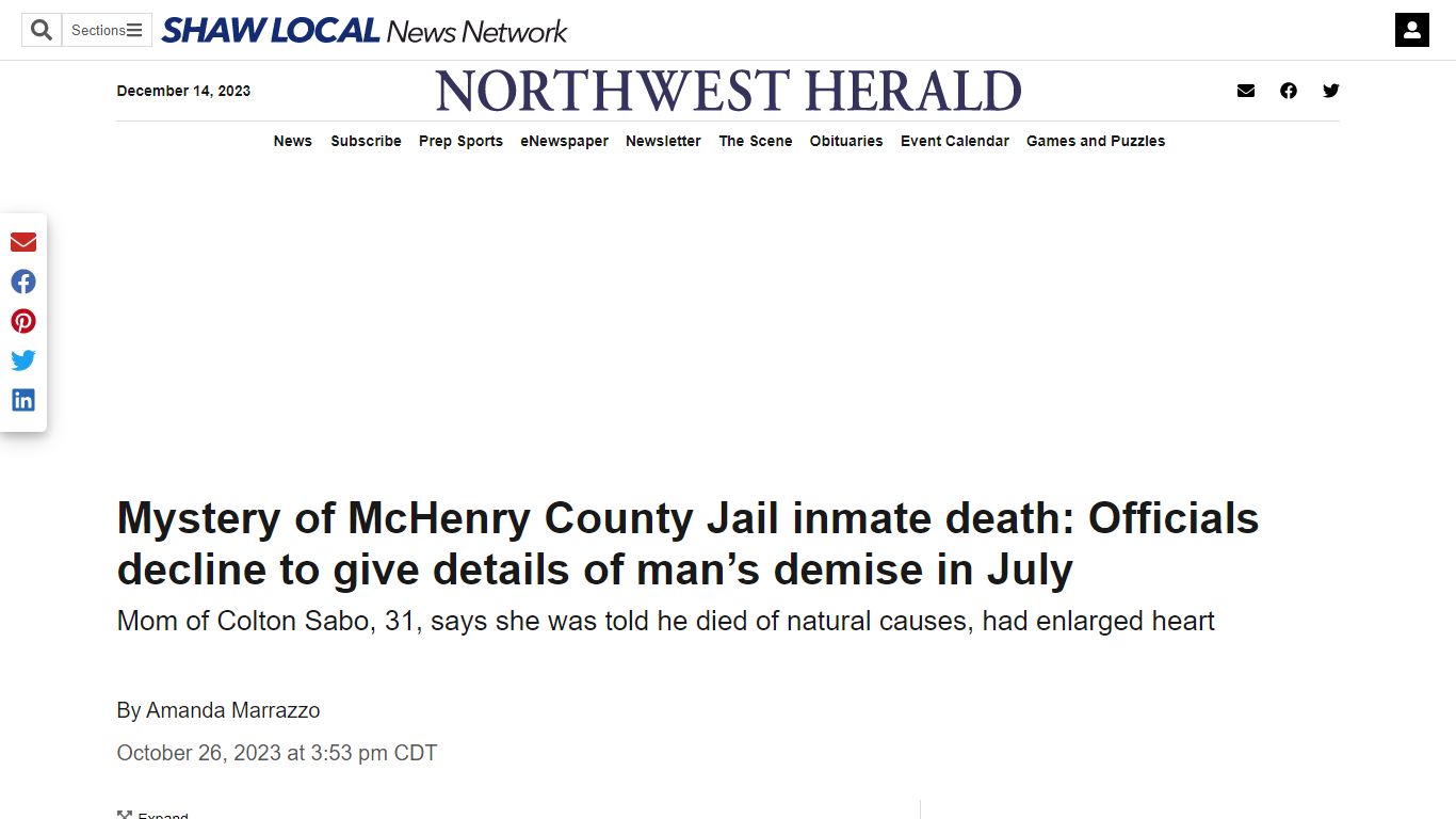 Mystery of McHenry County Jail inmate death: Officials decline to give ...